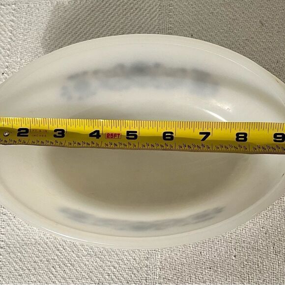 Glasbake 1 Qt Oval Casserole w/ Blue Daisy Floral Design.Used As Prop On TV Show - Picture 12 of 12